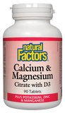 Natural Factors Calcium & Magnesium Citrate with D3 - 90 Tablets