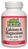 Natural Factors Calcium & Magnesium Citrate with D3 - 90 Capsules