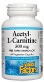 Natural Factors Acetyl-L-Carnitine 500mg - 60 Capsules