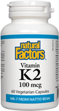 Natural Factors Vitamin K2 100mcg - 60 Capsules